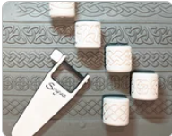 5x35 patterned rollers for adding texture to pottery.