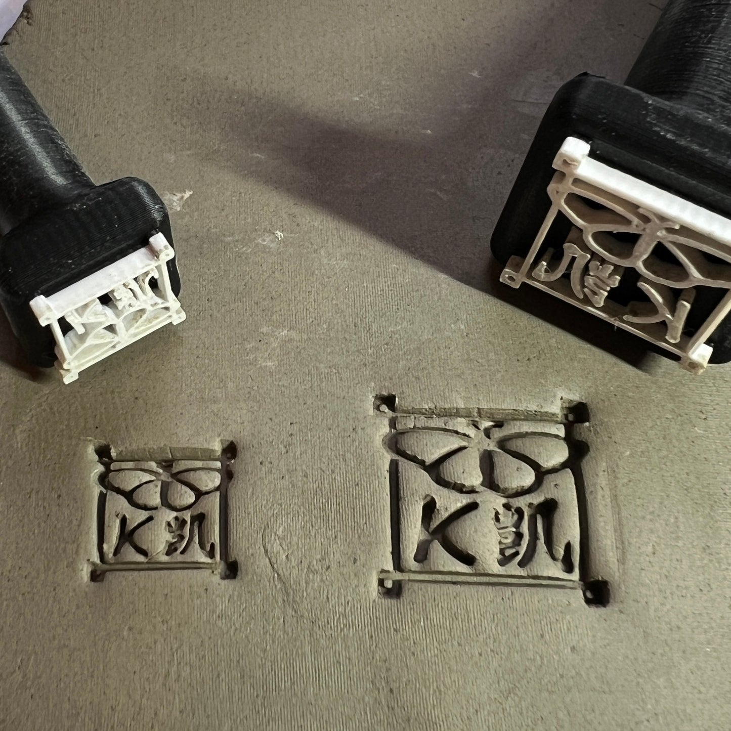 Butterfly box pottery stamp for creating a delicate butterfly design on clay surfaces