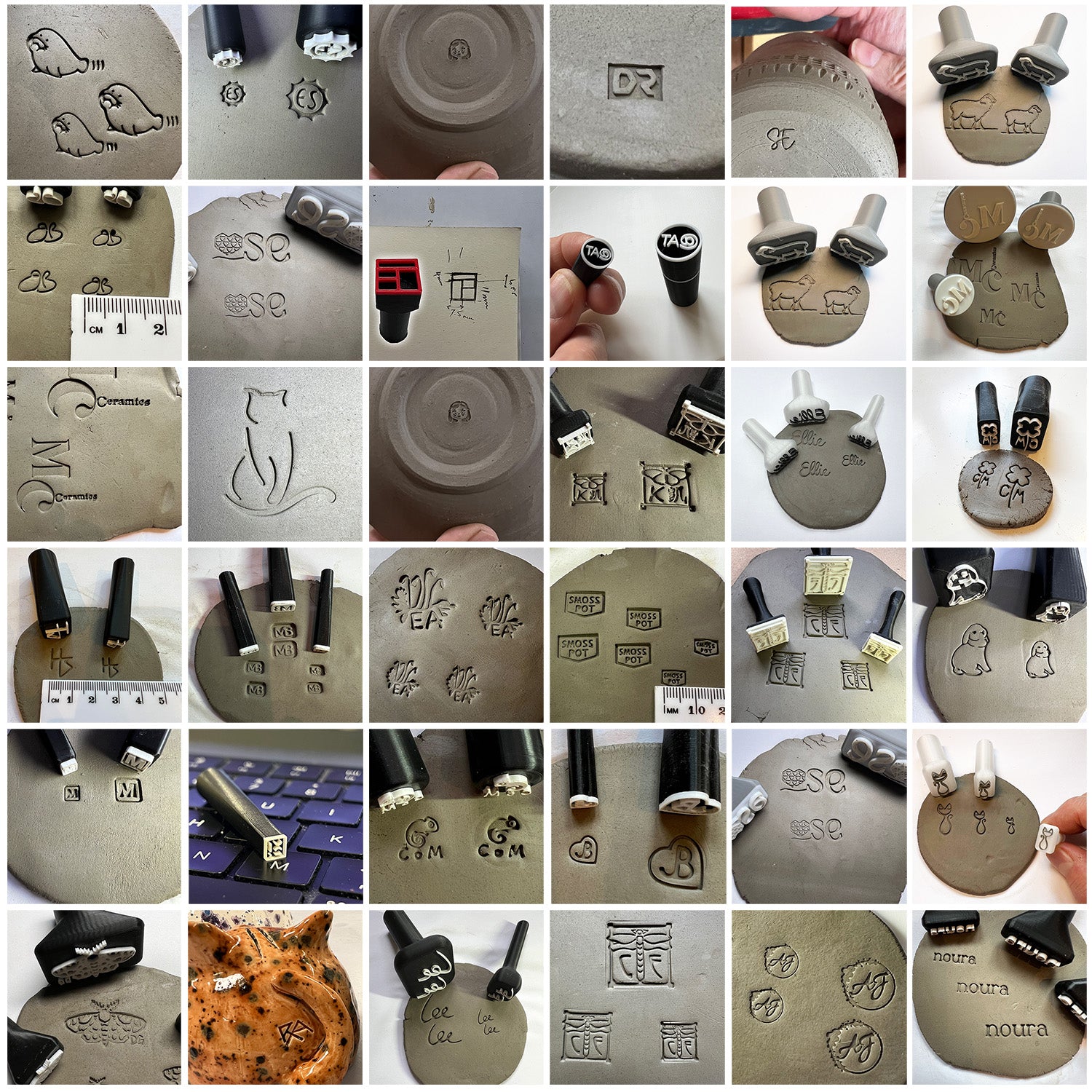 Custom Potter's Mark Pottery Ceramic Stamp Incorporating a Hand-Held Post - 2 or 4 x Sizes Included