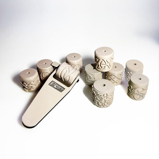 10 X 35mm Clay Roller Gift Set - Exquisite Floral And Celtic Designs Including Handle