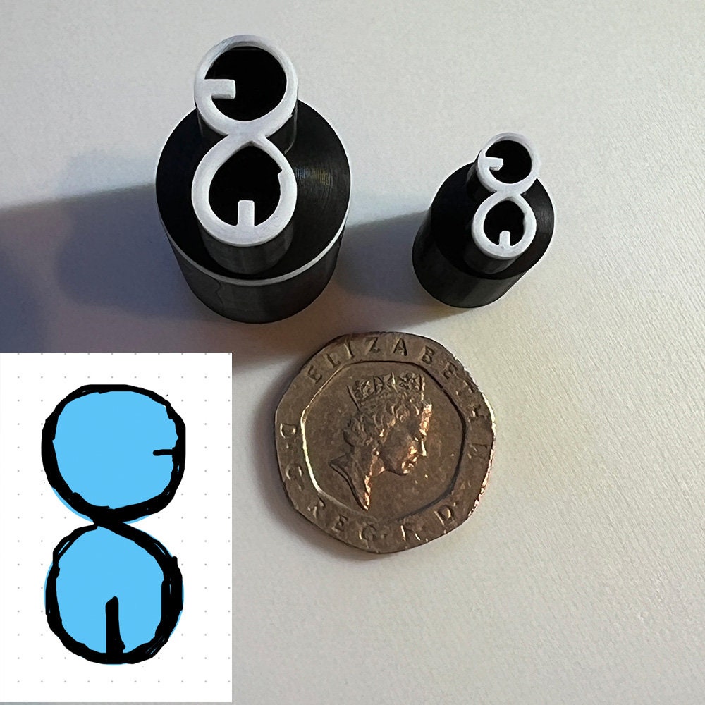 Customizable ceramic stamp available in multiple sizes for detailed pottery marking.