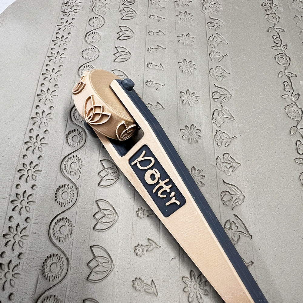6 or 12 x POTT'R Floral Pattern Rollers 12mmx25mm for Banding on Wheel Thrown Clay Pottery Vessels