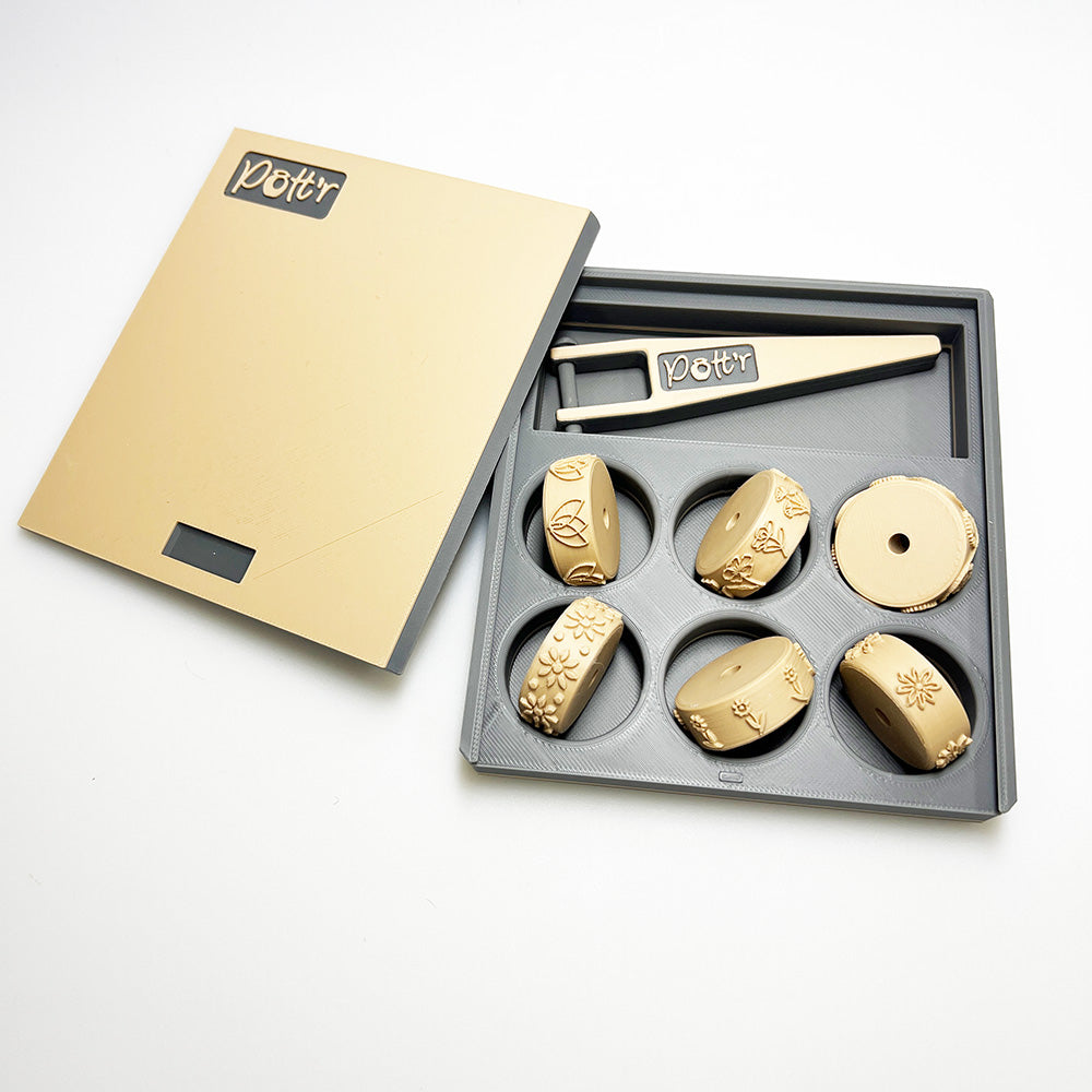 6 or 12 x POTT'R Floral Pattern Rollers 12mmx25mm for Banding on Wheel Thrown Clay Pottery Vessels