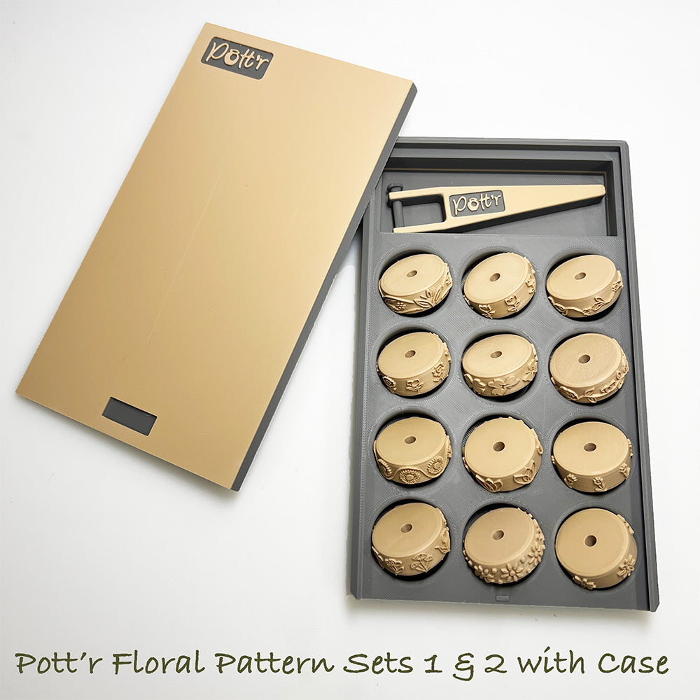 6 or 12 x POTT'R Floral Pattern Rollers 12mmx25mm for Banding on Wheel Thrown Clay Pottery Vessels