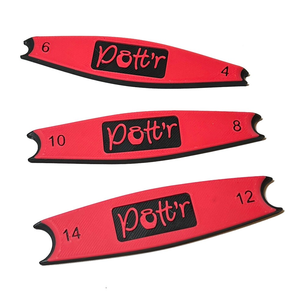 Complete set of POTTR banding rings and rim profile tools for precise pottery edging and design.