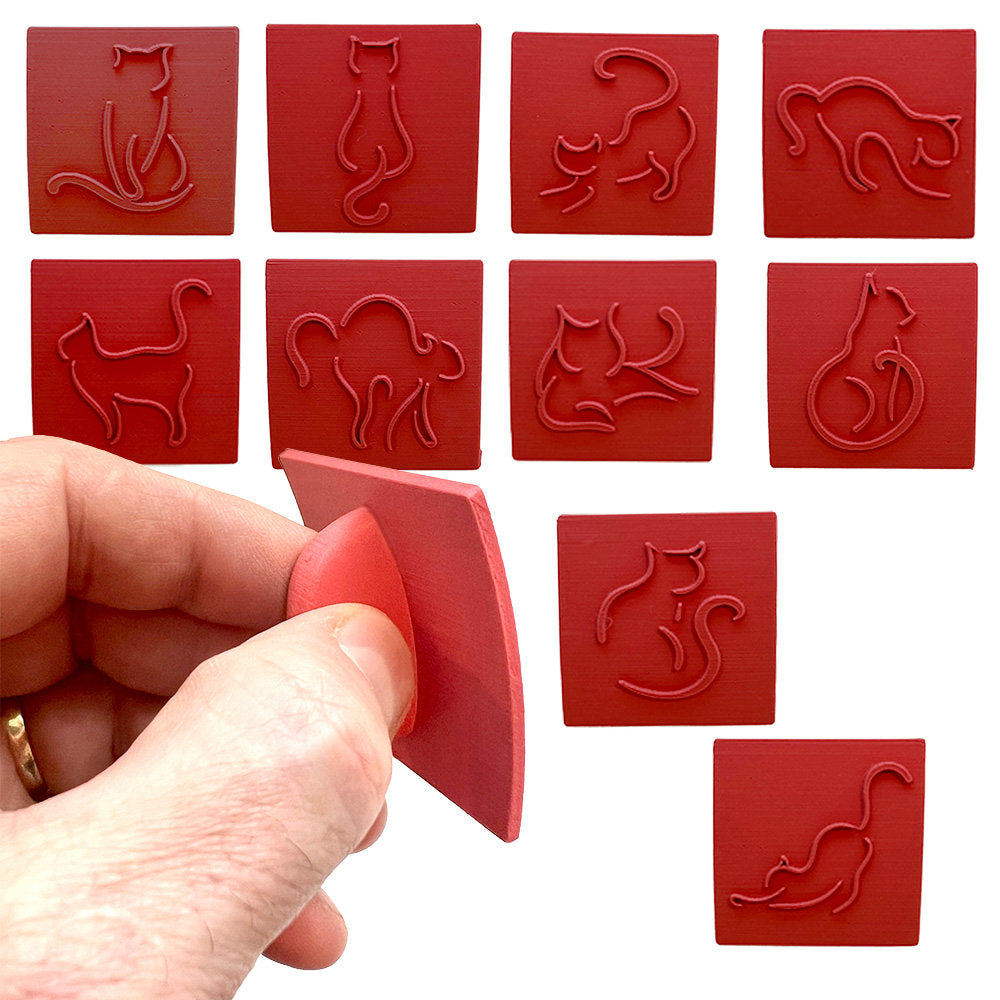 Serifina Cat Character Clay Pottery Stamp Set 25mm