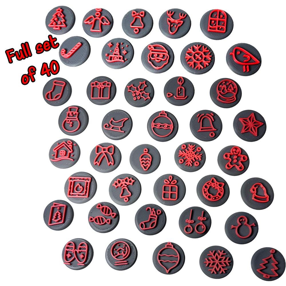 Set of 18 Serifina 25mm floral stamps for clay pottery.