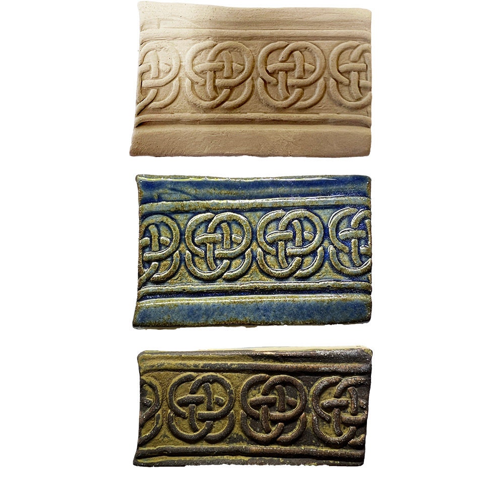 Collection of sophisticated Celtic designs available on texture rollers for pottery.