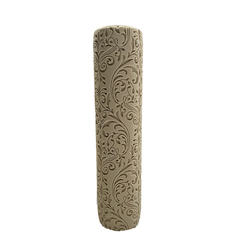 135mm Flora Victoriana clay pottery texture roller - multi level depth and repeatable seamless pattern