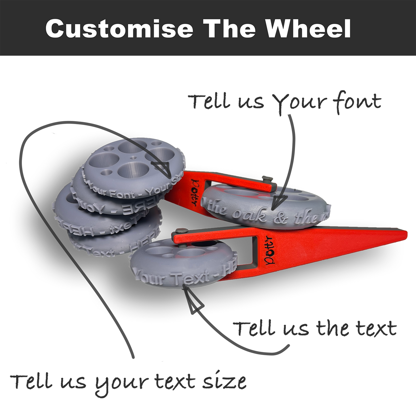 Pott'r Text Wheel for Clay and Pottery Projects – Custom Personalised – High Detail Impression Roller